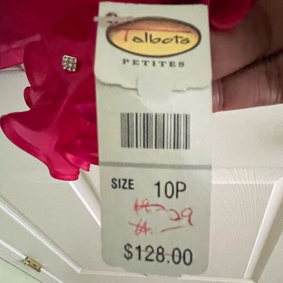 Talbots Silk blouse - Size 10 Petite - Deep Pink - Long Sleeve Ruffle Blouse - Picture 6 of 8
